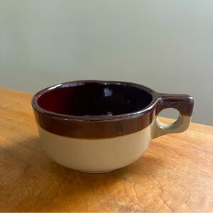 Vintage Western Stoneware Mug Brown Tan Monmouth Low Profile Two-Tone